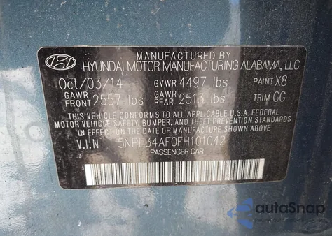 2015 Hyundai Sonata Sport z USA, uszkodzony, nr VIN 5NPE34AF0FH101042